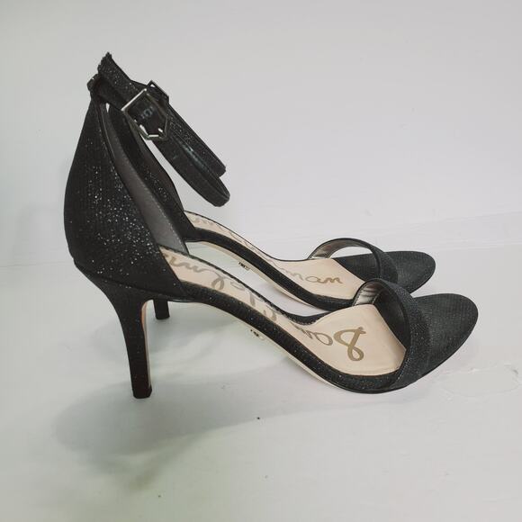 Sam Edelman Patti Ankle Strap Heel Sandals Pumps Black Shimmer Size 9 - Picture 4 of 12
